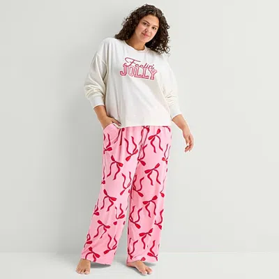 Sleep Chic Womens Boat Neck Long Sleeve Plus Pajama Top In White