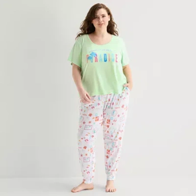Sleep Chic Womens Crew Neck Plus Pajama Top In Green