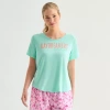 Sleep Chic Womens Crew Neck Short Sleeve Pajama Top In Blue