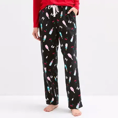 Sleep Chic Womens Flannel Pajama Pants In Black