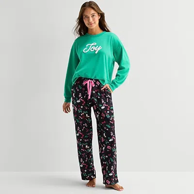 Sleep Chic Womens Flannel Pajama Pants In Black