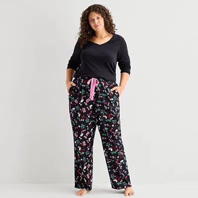 Sleep Chic Womens Flannel Pajama Pants In Black