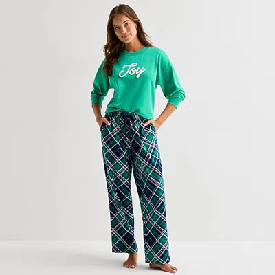 Sleep Chic Womens Flannel Pajama Pants In Green