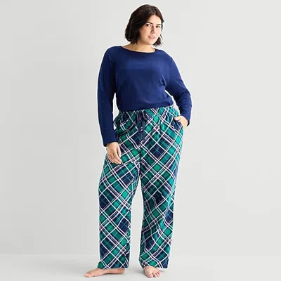 Sleep Chic Womens Flannel Pajama Pants In Green