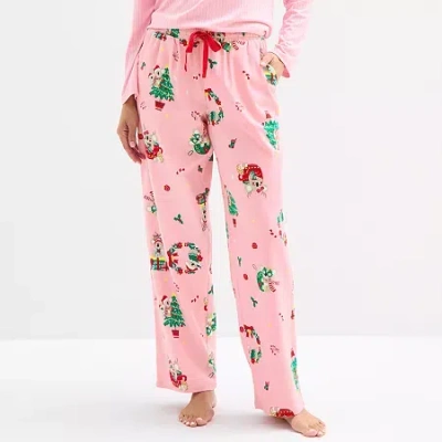 Sleep Chic Womens Flannel Pajama Pants In Pink