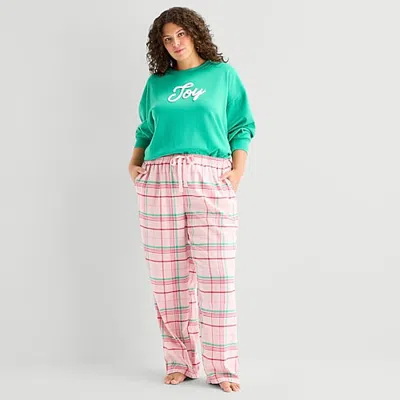 Sleep Chic Womens Flannel Pajama Pants In Pink