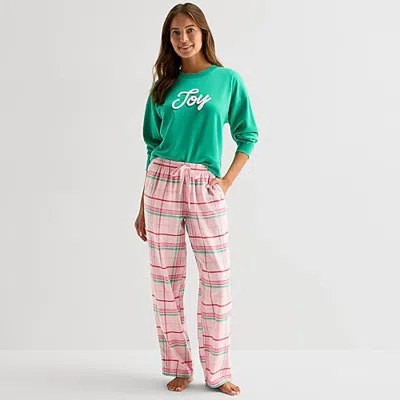 Sleep Chic Womens Flannel Pajama Pants In Pink