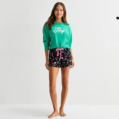 Sleep Chic Womens Flannel Pajama Shorts In Black
