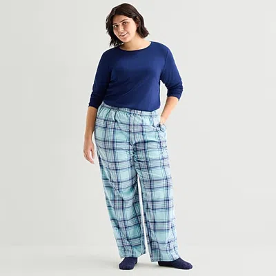Sleep Chic Womens Fleece 2-pc. Pajama Pants In Blue