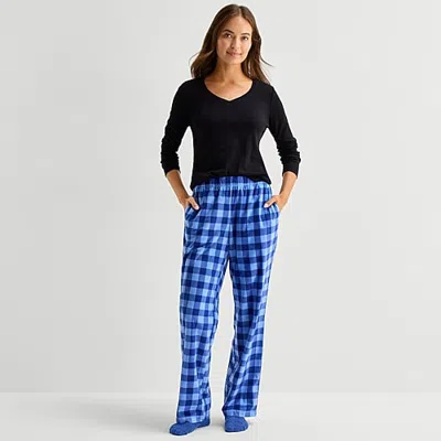 Sleep Chic Womens Fleece 2-pc. Pajama Pants In White