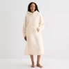 Sleep Chic Womens Fleece Hooded Long Sleeve Nightgown In Neutral