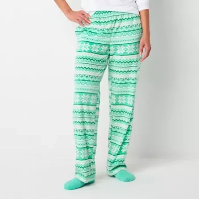 Sleep Chic Womens Fleece Pajama Pants In Green
