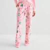 Sleep Chic Womens Fleece Pajama Pants With Sock In Pink
