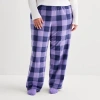 Sleep Chic Womens Fleece Pajama Pants With Sock In Purple