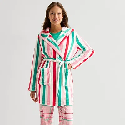 Sleep Chic Womens Mid Length Long Sleeve Robe In Red