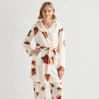 Sleep Chic Womens Mid Length Long Sleeve Robe In White
