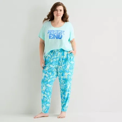 Sleep Chic Womens Plus Pajama Pants In Blue