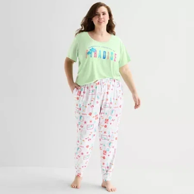 Sleep Chic Womens Plus Pajama Pants In White