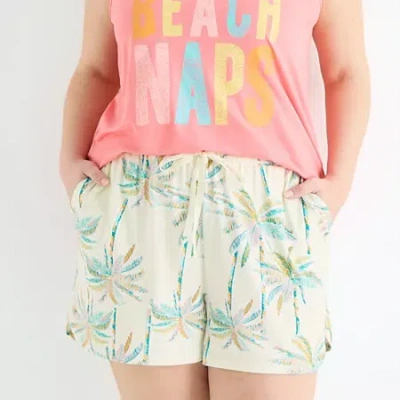 Sleep Chic Womens Plus Pajama Shorts In Green