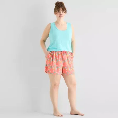Sleep Chic Womens Plus Pajama Shorts In Orange