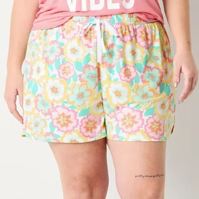 Sleep Chic Womens Plus Pajama Shorts In White