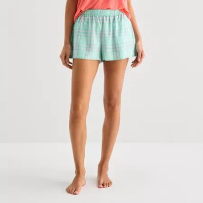 Sleep Chic Womens Poplin Pajama Shorts In Blue