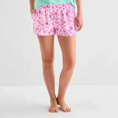 Sleep Chic Womens Poplin Pajama Shorts In Pink