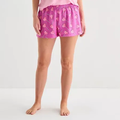 Sleep Chic Womens Poplin Pajama Shorts In Purple