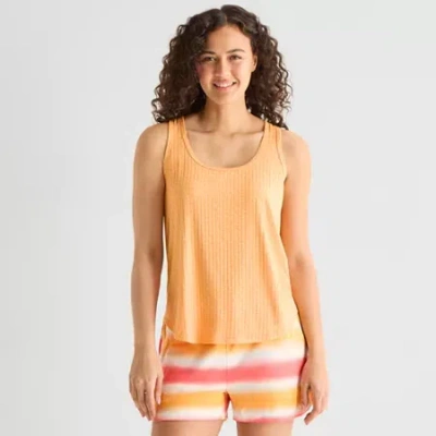 Sleep Chic Womens Scoop Neck Sleeveless Pajama Top In Orange