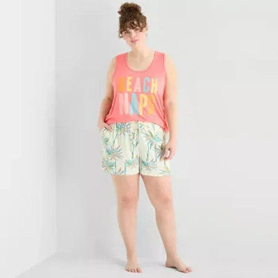 Sleep Chic Womens Scoop Neck Sleeveless Plus Pajama Top In Orange