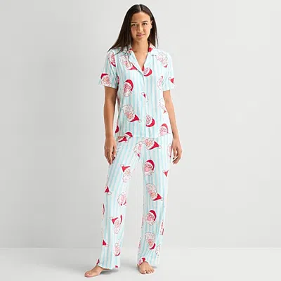 Sleep Chic Womens Short Sleeve 2-pc. Pajama Set In Blue