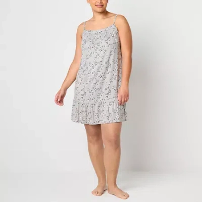 Sleep Chic Womens Sleeveless Plus Nightshirt In Gray
