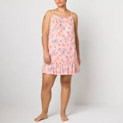 Sleep Chic Womens Sleeveless Plus Nightshirt In Pink
