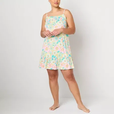 Sleep Chic Womens Sleeveless Plus Nightshirt In White