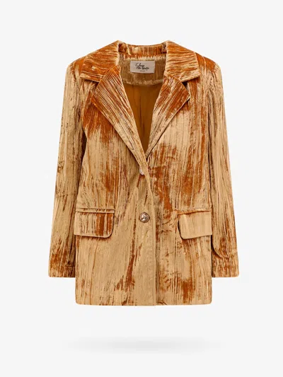 Sleep No More Cloqué Velvet Pajamas Blazer In Brown