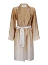 Sleep No More Silk Overcoat With Matched Belt In Beige
