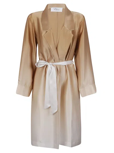 Sleep No More Silk Overcoat With Matched Belt In Beige