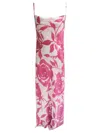 Sleep No More Floral Pattern Silk Slip Dress In Pink