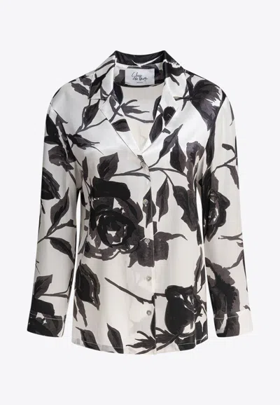 Sleep No More Rose-print Button-down Blouse In Black