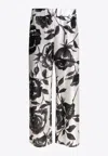 Sleep No More Patterned Silk Pants In White