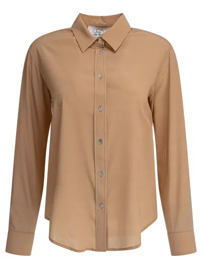 Sleep No More Silk-elastane Blend Shirt With Classic Collar In Neutral