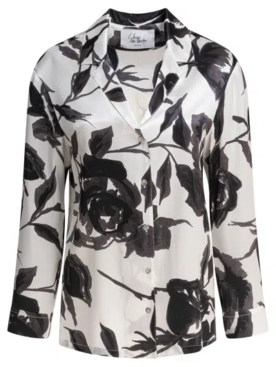 Sleep No More Silk Shirt With Bold Floral Print In Multi