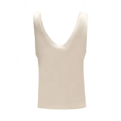 Sleep No More Sleeveless White Silk Top With Deep V-neckline In Multi