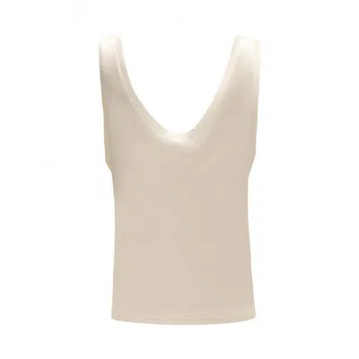 Sleep No More Sleeveless White Silk Top With Deep V-neckline In Gold