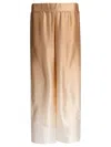 Sleep No More Beige Silk Trousers With Ombre Effect In Brown