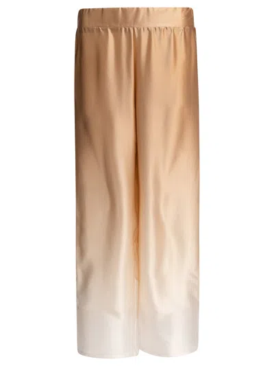 Sleep No More Beige Silk Trousers With Ombre Effect In Gold