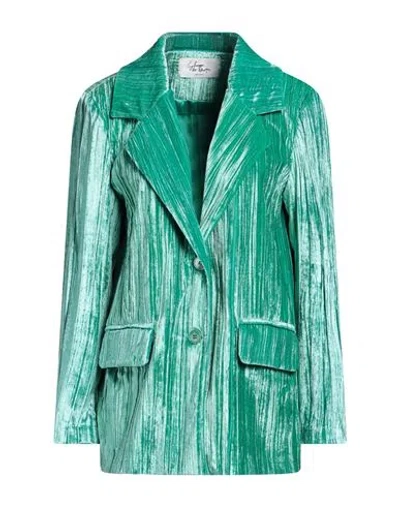 Sleep No More Woman Blazer Green Size L Viscose, Silk