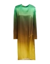Sleep No More Woman Midi Dress Green Size L Silk In Green