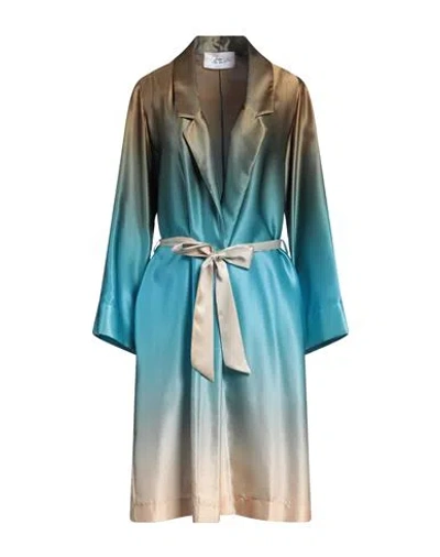 Sleep No More Woman Overcoat & Trench Coat Deep Teal Size M Silk In Green