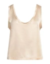 Sleep No More Sleeveless White Silk Top With Deep V-neckline In Gold